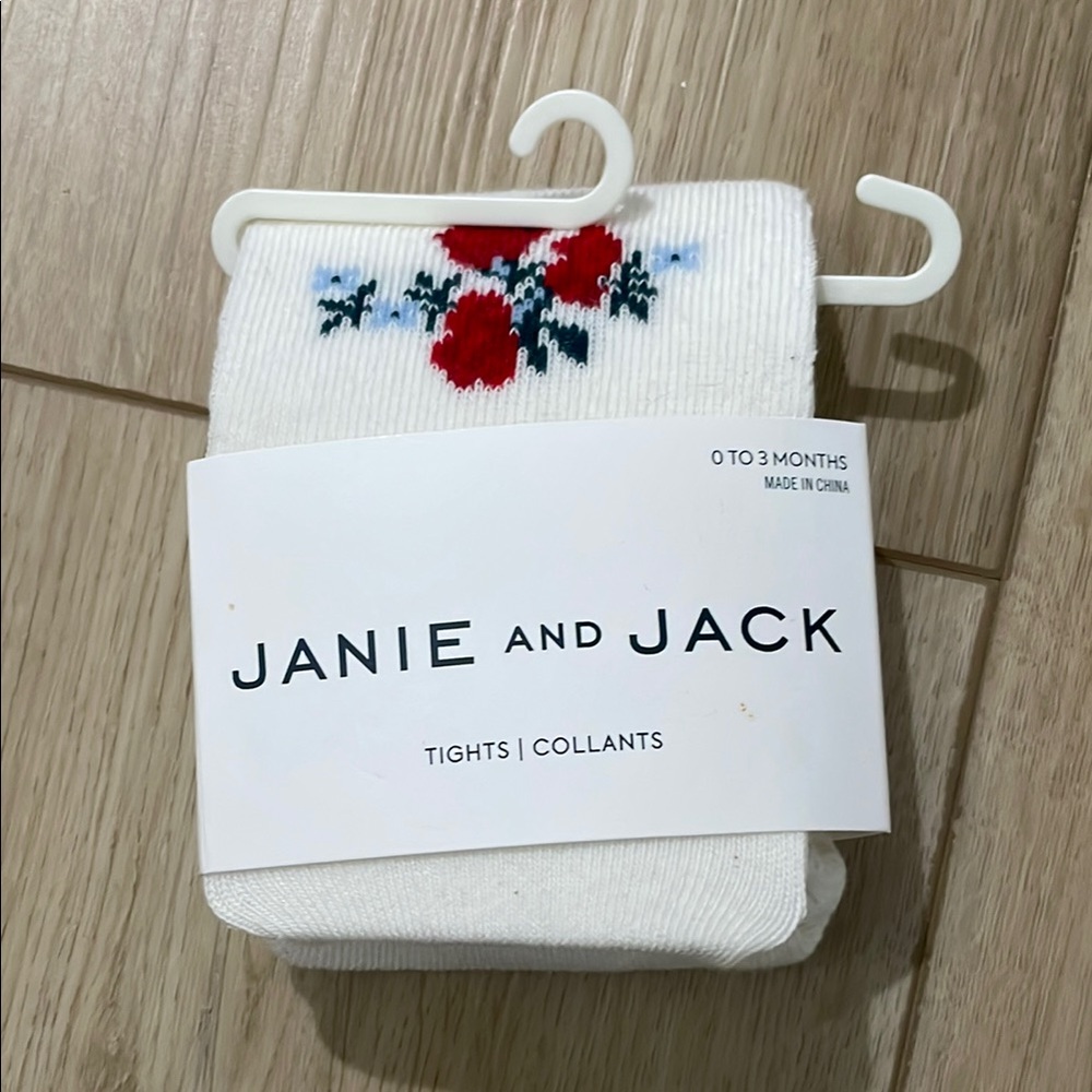 3/$15 - Janie and Jack Baby Tights with Red Floral Design